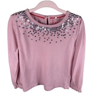 Boden Pink with Silver Accent Top 3-4 Y